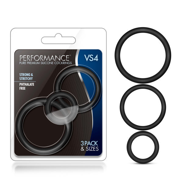 Performance VS4 Pure Premium Silicone Cockrings Set - Black