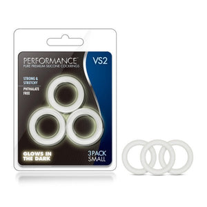 Performance VS2 Pure Premium Silicone Cockrings - Small - Glow