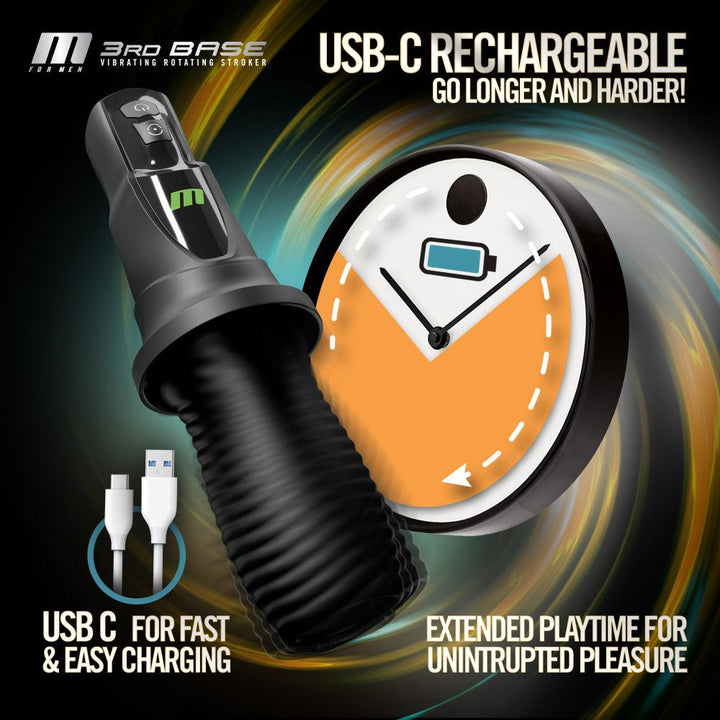 M For Men - 3rd Base - Vibrating & Rotating Auto Stroker