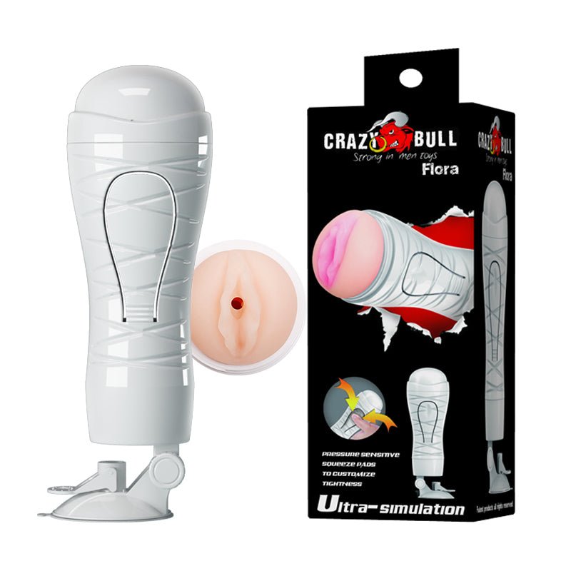 Crazy Bull Flora Squeezable Vagina Stroker with Suction Base - Flesh