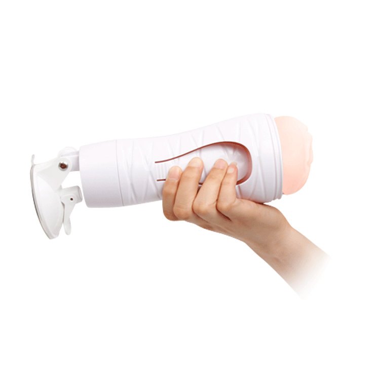Crazy Bull Flora Vibrating Squeezable Stroker with Suction Base - Flesh