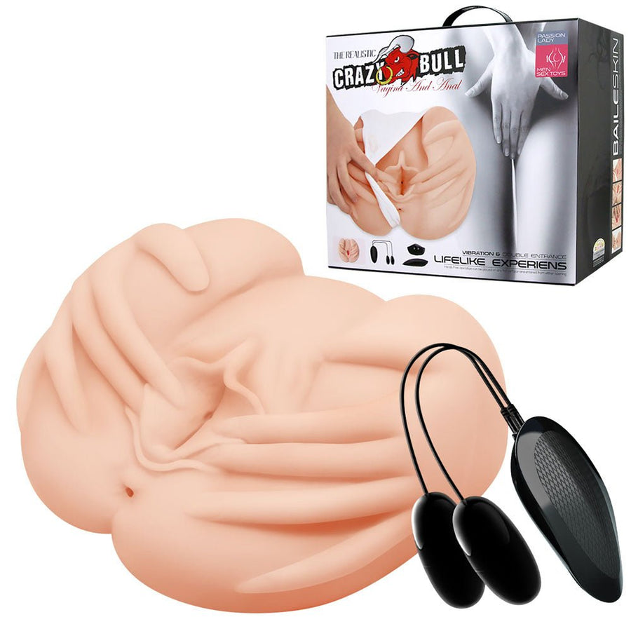Crazy Bull Lifelike Vibrating Vagina And Ass Masturbator - Flesh