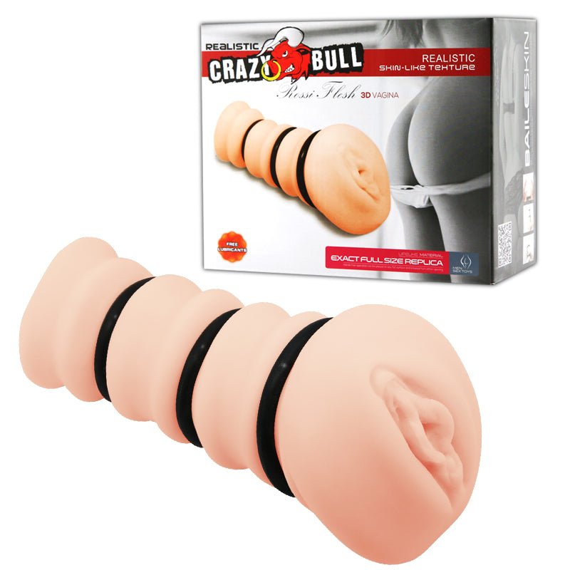 Crazy Bull Rossi Realistic Vagina Stroker with Tighening Rings - Flesh