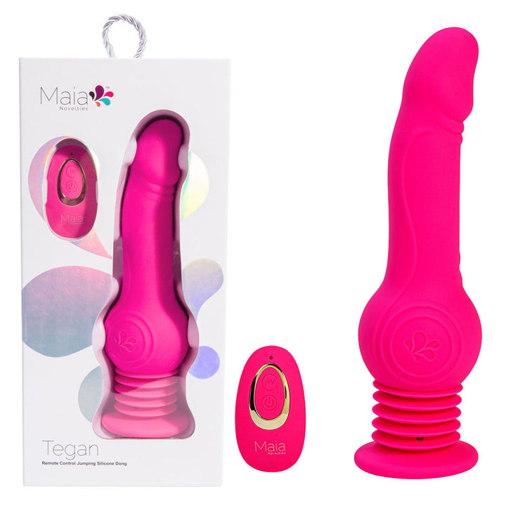 Maia Tegan - Jumping Vibrating 9 Inch Dong with Remote - Pink