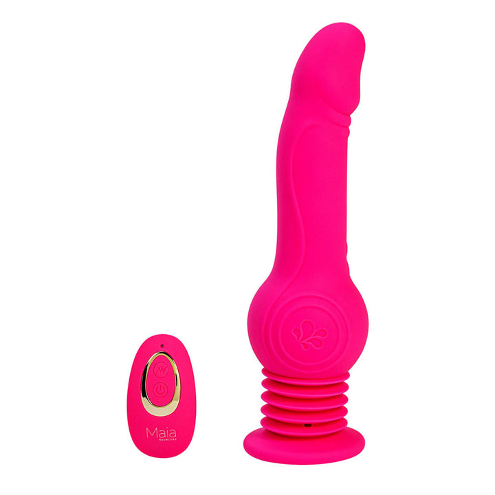 Maia Tegan - Jumping Vibrating 9 Inch Dong with Remote - Pink