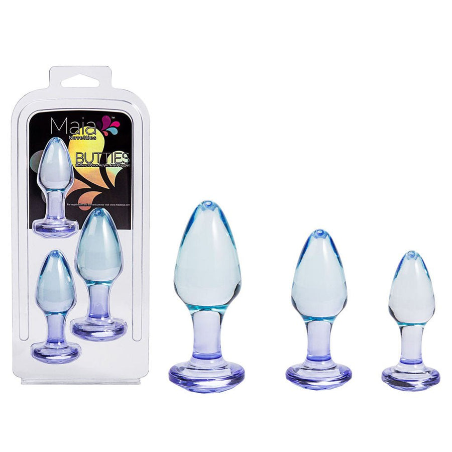 Maia Butties - Clear Butt Plugs - Set of 3 Sizes