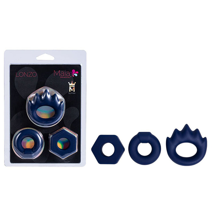 Maia Lonzo Silicone Cock Rings Set  - Blue