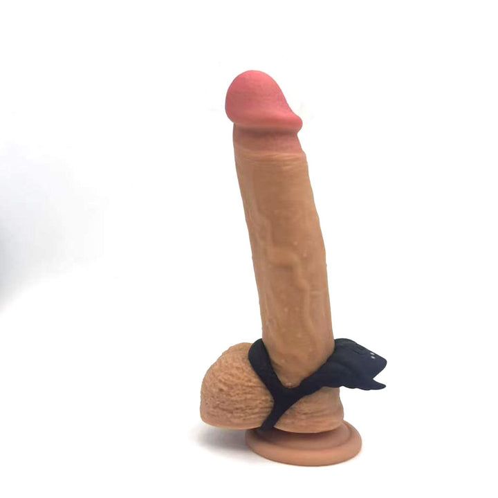 Maia Rocky Vibrating Cock & Balls Ring - Black