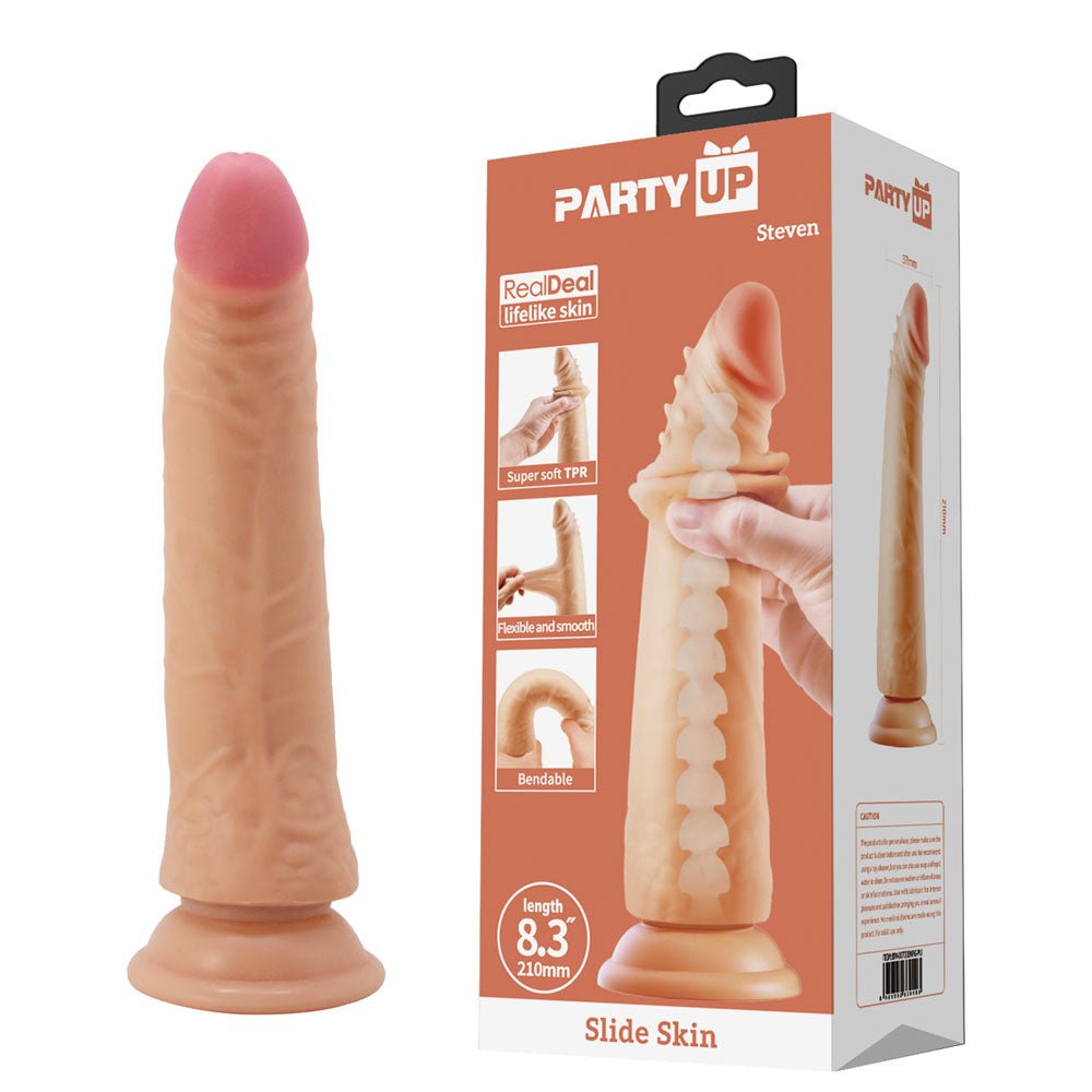 Party Up Steven Slide Skin 8.3 Inch Flexible Dildo - Flesh
