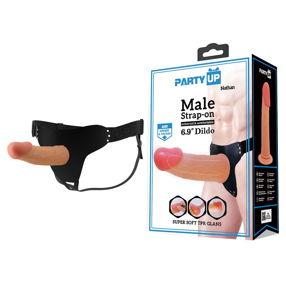 Party Up Nathan 7 Inch Hollow Strap-On - Flesh