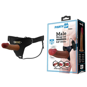 Party Up Nelson Vibrating Hollow 7 Inch Strap-On - Brown