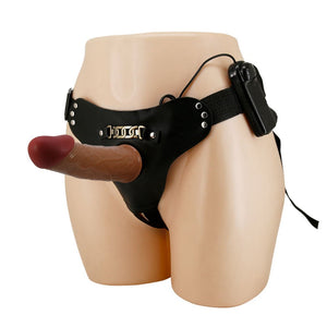 Party Up Nelson Vibrating Hollow 7 Inch Strap-On - Brown