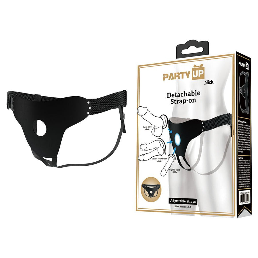 Party Up Nick Adjustable Strap-On Harness - Black (No Probe Included)
