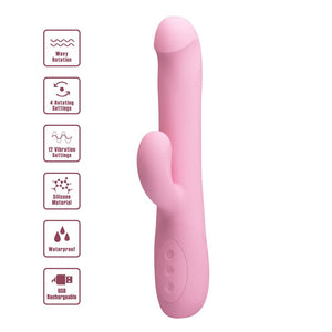 Party Up Dean Wavy Rotating Rabbit Vibrator - Pink