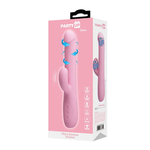 Party Up Dean Wavy Rotating Rabbit Vibrator - Pink