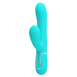 Party Up Paul Rolling Beads Thrusting Rabbit Vibrator - Teal