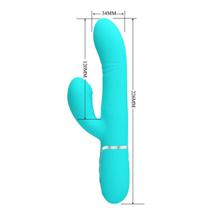 Party Up Paul Rolling Beads Thrusting Rabbit Vibrator - Teal