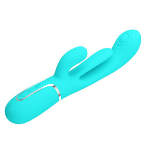 Party Up Andy Multi Function - Flicking and Thumping Rabbit Vibrator - Teal