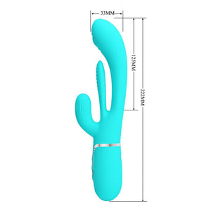 Party Up Andy Multi Function - Flicking and Thumping Rabbit Vibrator - Teal