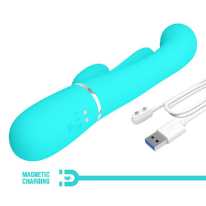 Party Up Andy Multi Function - Flicking and Thumping Rabbit Vibrator - Teal