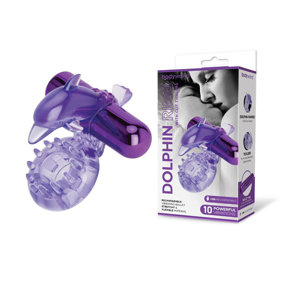 Bodywand Vibrating Dolphin Ring with Clit Ticklers - Purple