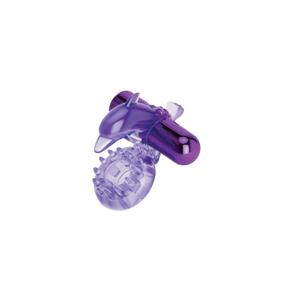 Bodywand Vibrating Dolphin Ring with Clit Ticklers - Purple