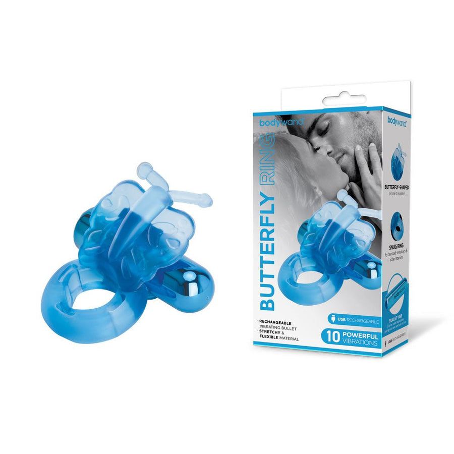 Bodywand Vibrating Butterfly Ring - Blue