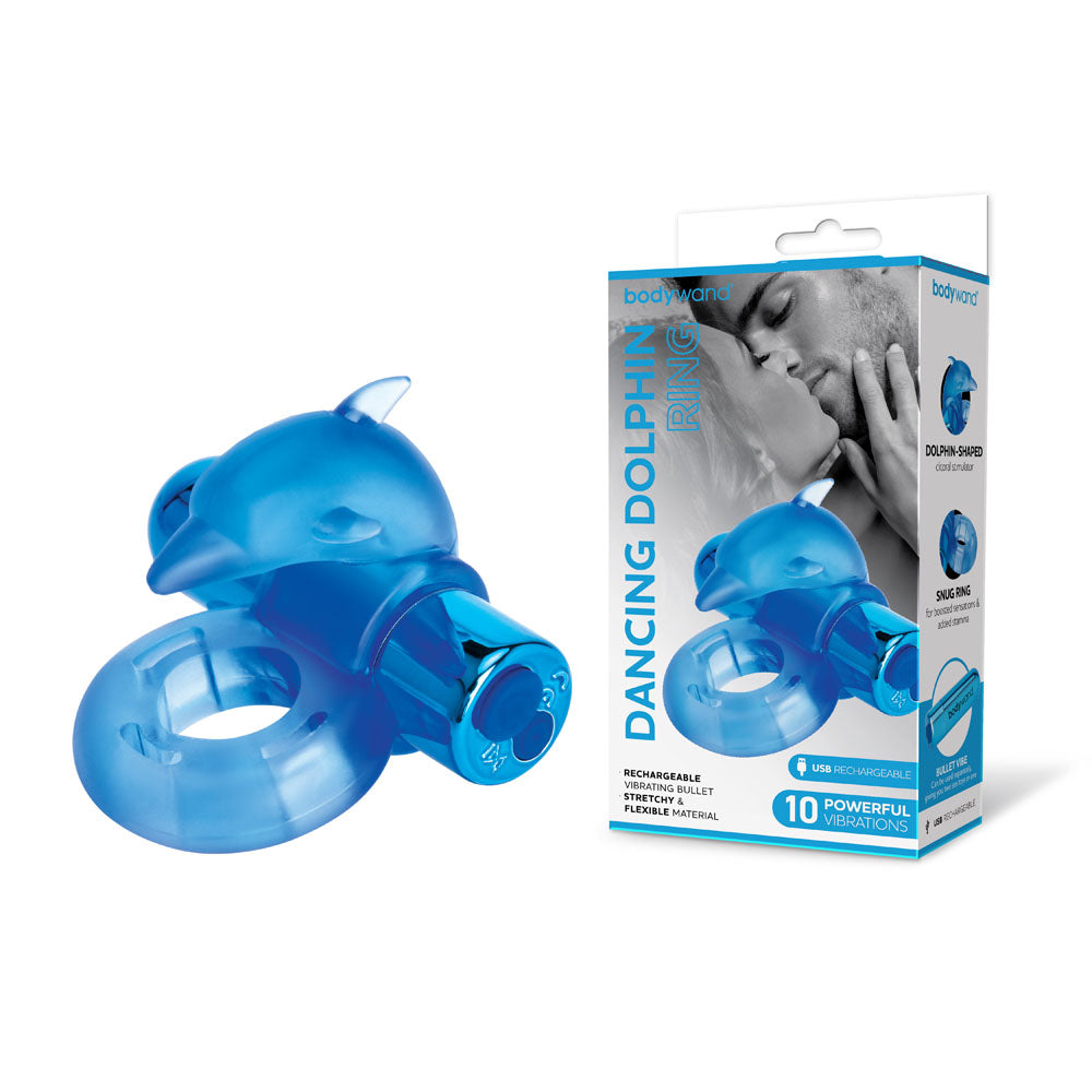 Bodywand Vibrating Dancing Dolphin Ring - Blue