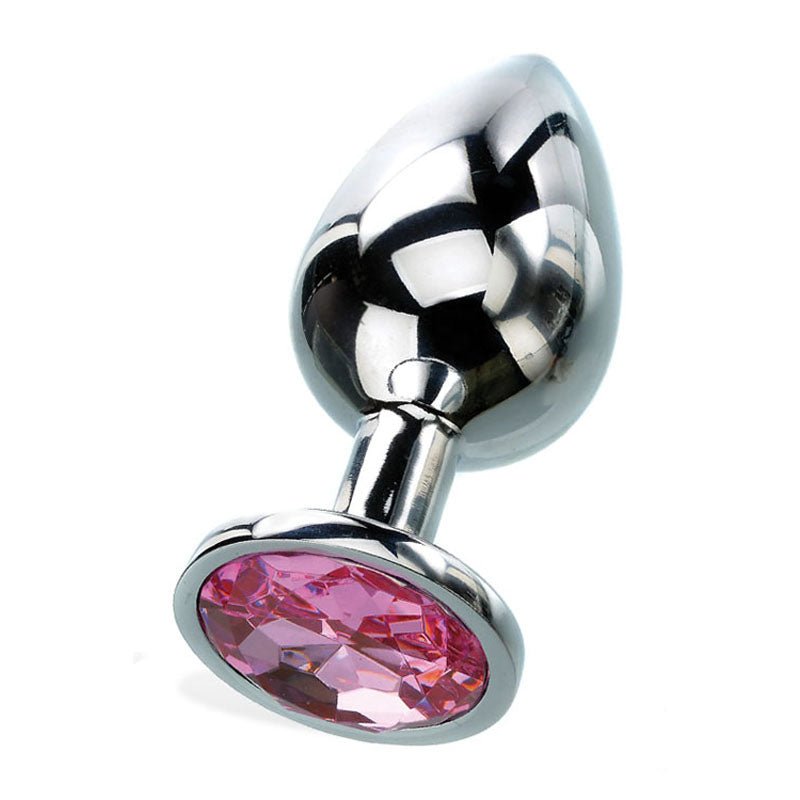 Adam & Eve Pink Gem Medium Metal Butt  Plug