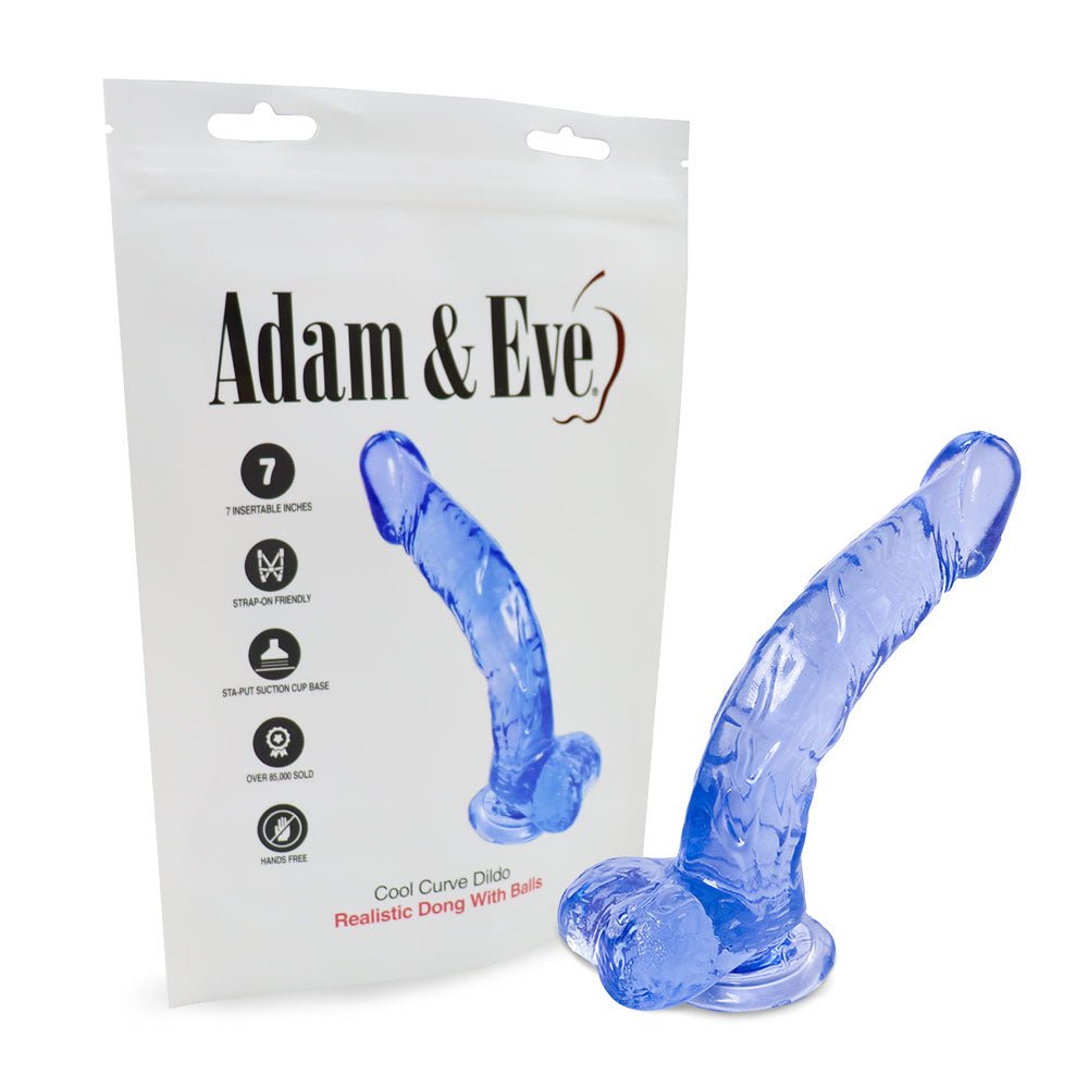 Adam & Eve Cool Curve 7 Inch Jelly Dong - Clear Blue