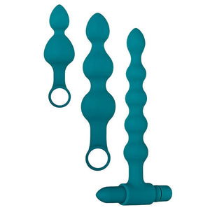 Adam & Eve Vibrating Bumpy Anal Bead Set - Green