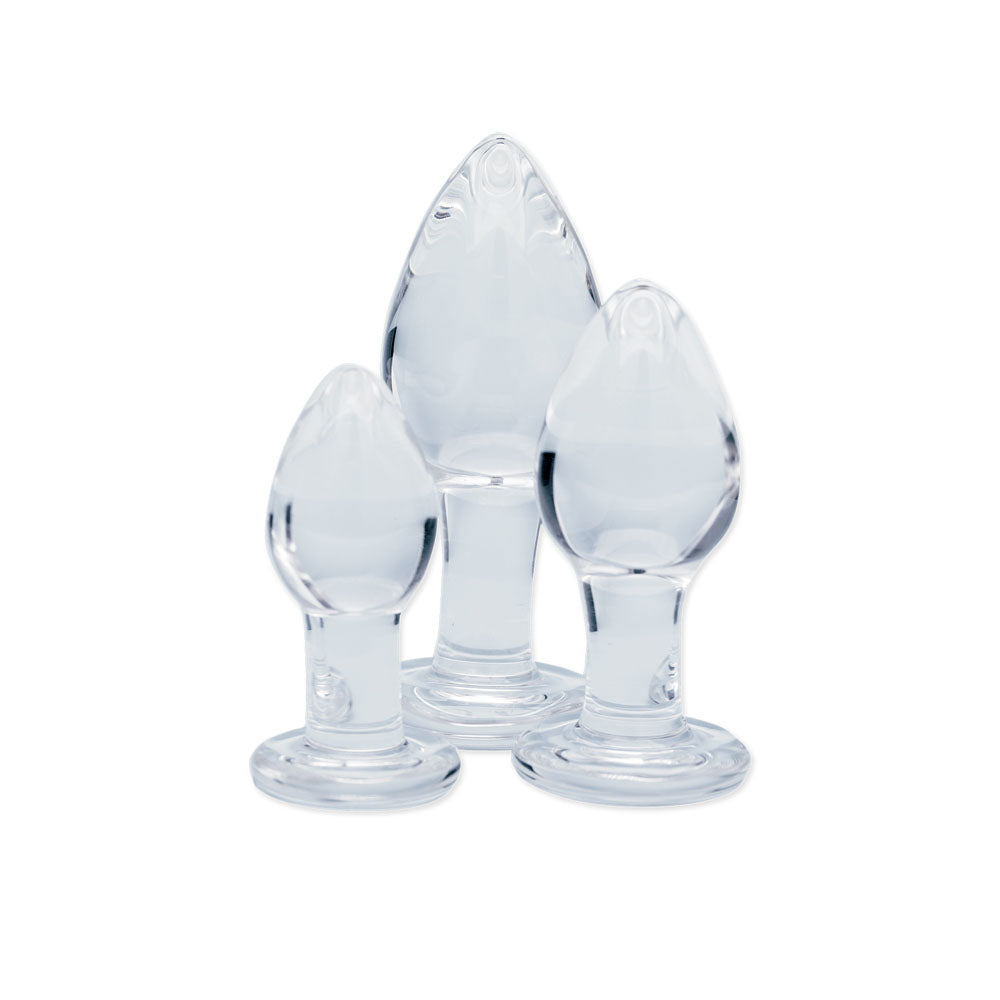 Clarity - Utopian Trinity - Clear Glass Butt Plugs - Set of 3 Sizes