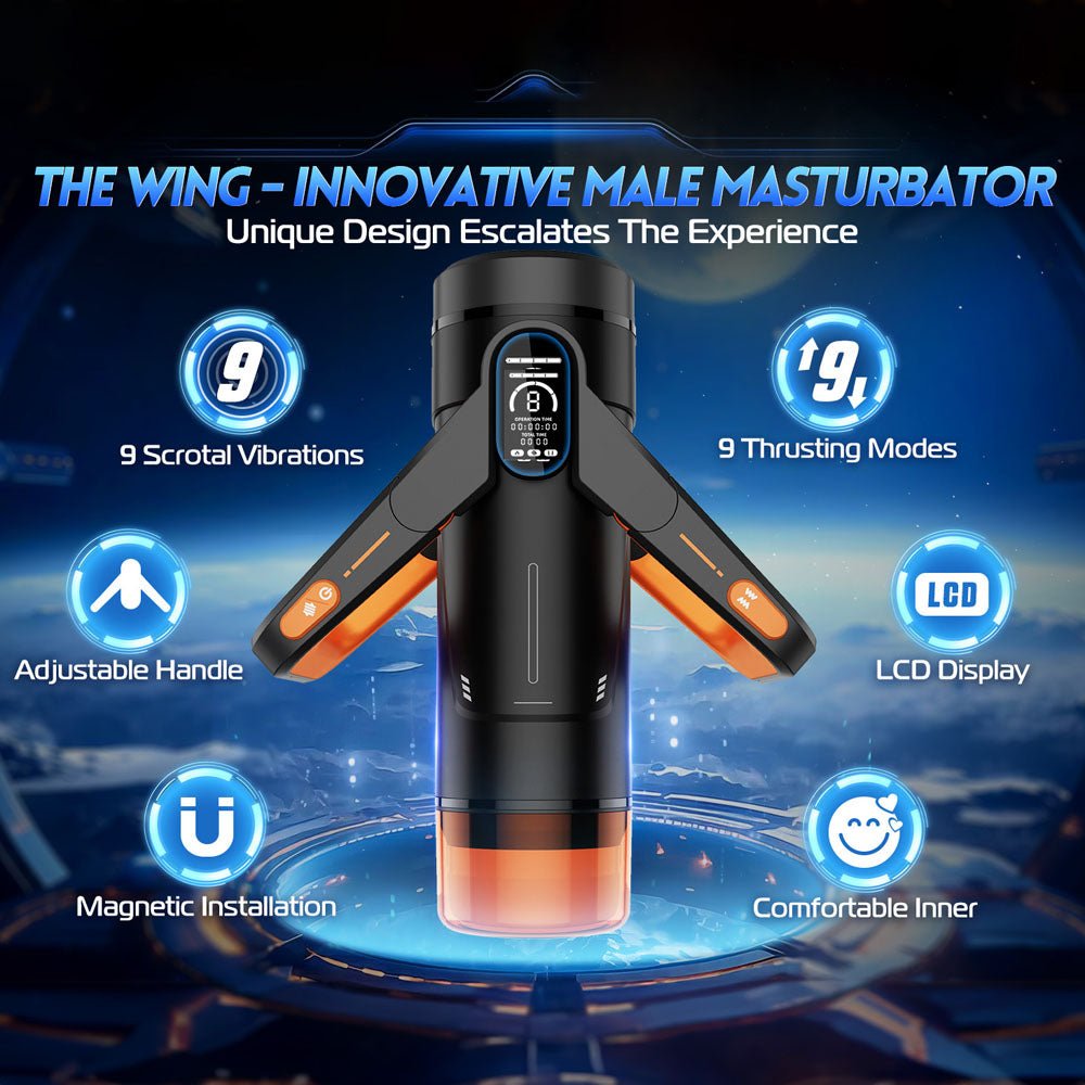 CyberSkin The Wing - Thrusting Massaging Auto Masturbator with Heater - Black