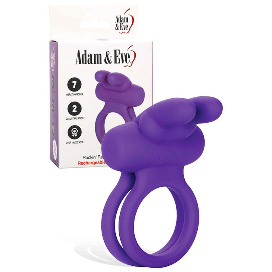 Adam & Eve Rockin' Rabbit - Cock & Bals Ring - Purple
