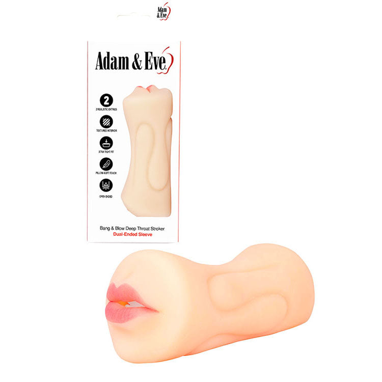 Adam & Eve Bang & Blow Deep Throat Stroker - Dual Ended - Flesh