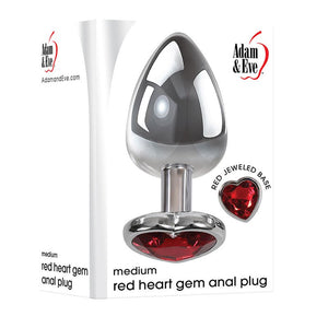 Adam & Eve Red Heart Gem Anal Plug - Medium