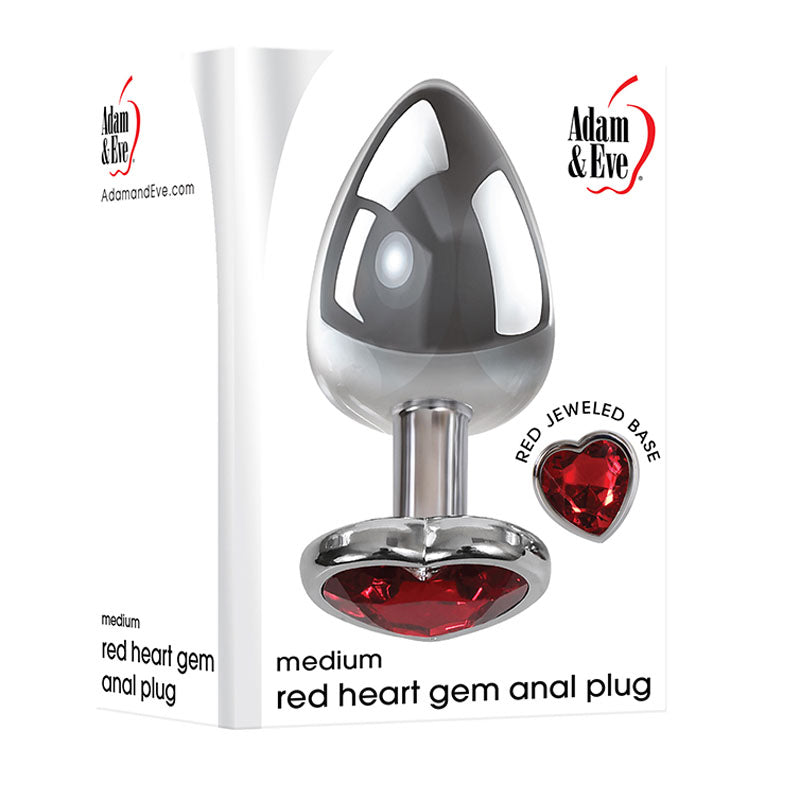 Adam & Eve Red Heart Gem Anal Plug - Medium