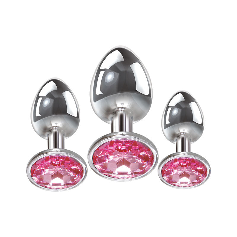 Adam & Eve Pink Gem Anal Plug Set - 3 Sizes