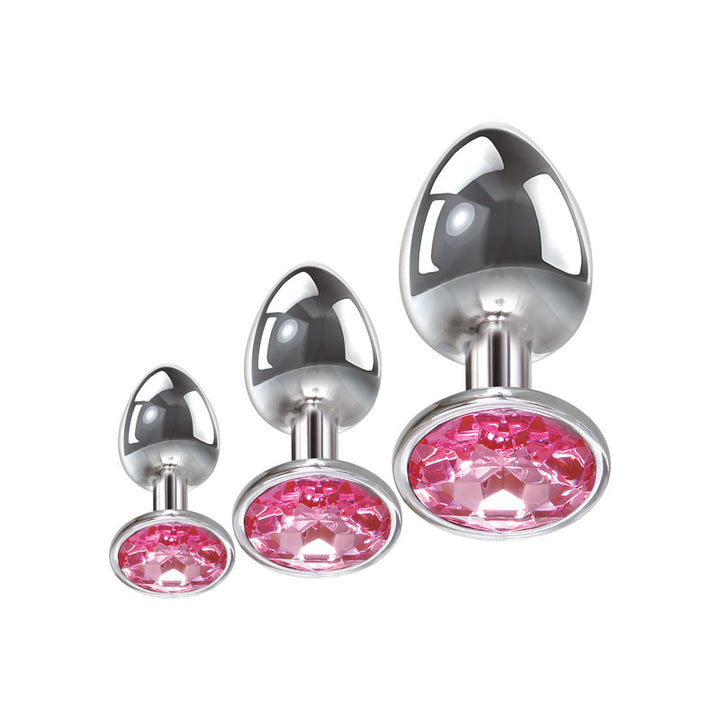 Adam & Eve Pink Gem Anal Plug Set - 3 Sizes