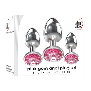 Adam & Eve Pink Gem Anal Plug Set - 3 Sizes