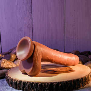 Evolved Peek A Boo 8.5 Inch Vibrating Uncut Dildo - Dark