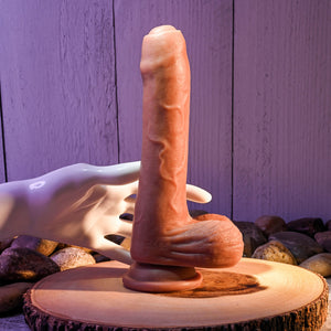 Evolved Peek A Boo 8.5 Inch Vibrating Uncut Dildo - Dark
