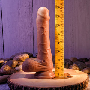 Evolved Peek A Boo 8.5 Inch Vibrating Uncut Dildo - Dark
