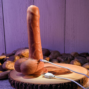 Evolved Peek A Boo 8.5 Inch Vibrating Uncut Dildo - Dark
