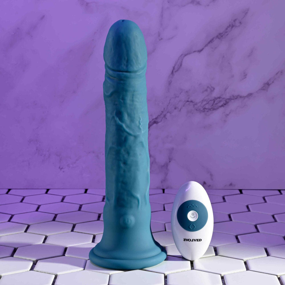 Evolved Tsunami - Vibrating Dong With Remote Control - Blue