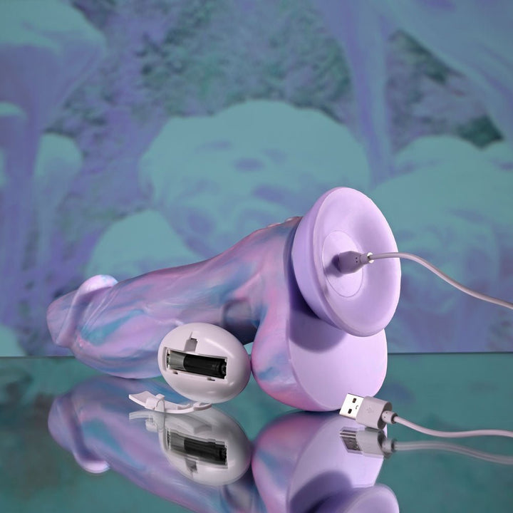 Evolved Mythical Vibrating Fantasy Dildo with Remote  - Multicoloured