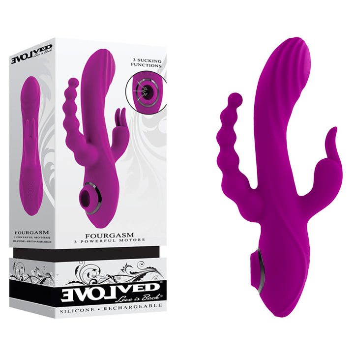 Evolved Fourgasm Triple Vibrator with Suction - Purple