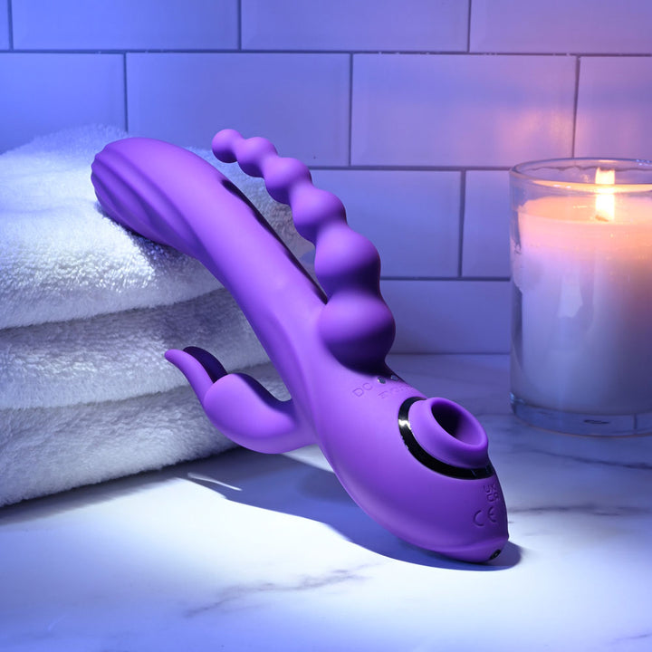 Evolved Fourgasm Triple Vibrator with Suction - Purple