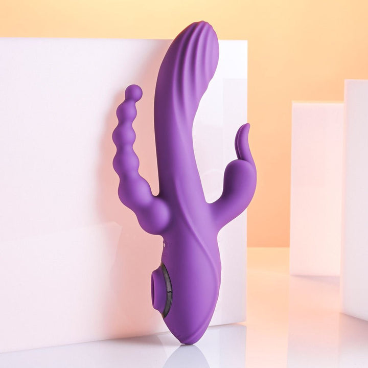 Evolved Fourgasm Triple Vibrator with Suction - Purple