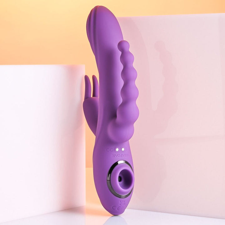 Evolved Fourgasm Triple Vibrator with Suction - Purple